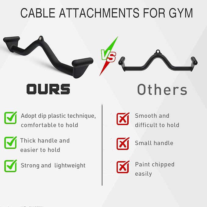 BLUSLM Lat Pull Down Bar T bar Row Attachment, V Bar Tricep Lat Pulldown Attachments, Back Strength Training Bar for Home Gym Exercise Cable Machine Attachments