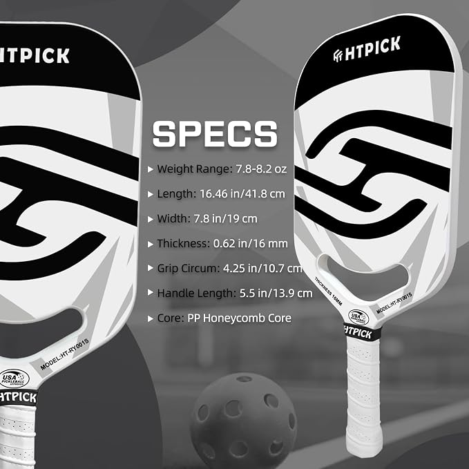 Pickleball Paddles | T700 Carbon Fiber Pickleball Paddle with Aero Throat | Hot-Press Moulding | 16mm Polymer Core | Specifically Engineered for Swing Speed and Manoeuvrability