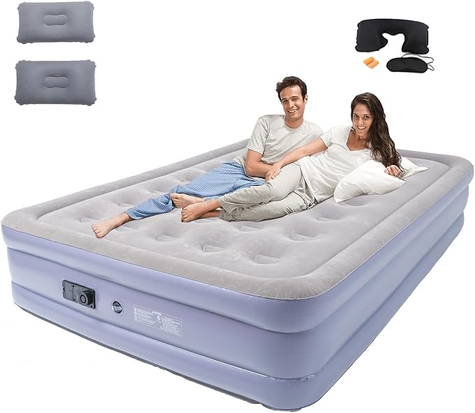 Onirii Queen Air Mattress Bed with Built in Pump | 16 Inches High Queen Airbed Inflatable Mattress,Comfort Thickened Blow Up Air Mattress,Travel Sleeping Pad for Guests Home