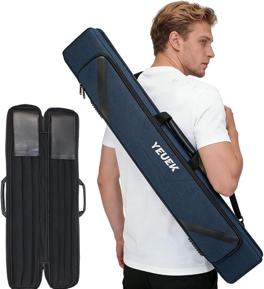 Pool Cue Case 3x4,Pool Stick Case 3 Sticks with Accessory Zipper Pockets,Cue Stick Case with Shoulder Strap Handle,Billiard Pool Cue Carrying Case with Large Front Accessory Pocket