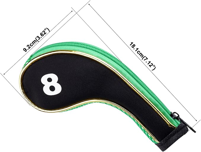 Andux Gold Golf Iron Club Head Covers No. on Both Sides Long Neck with Zipper 12pcs/Set