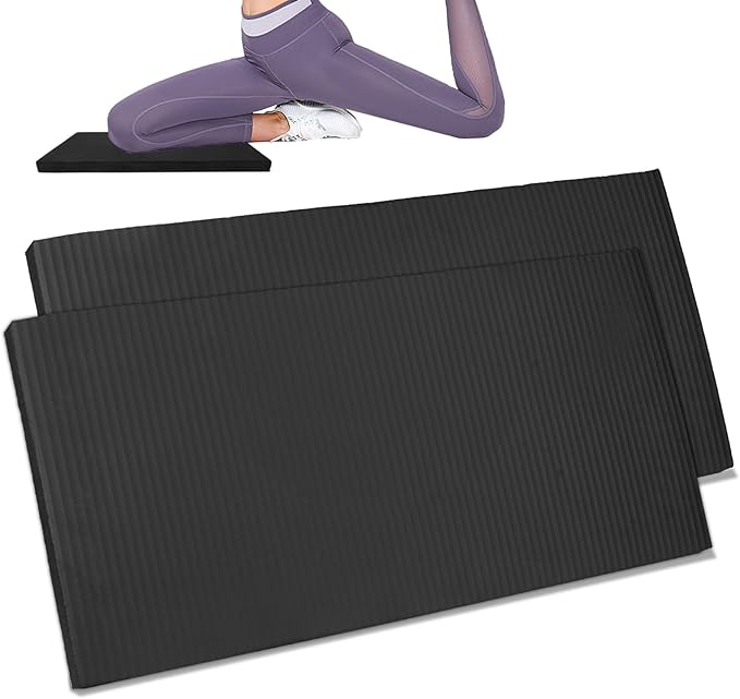 Yoga Knee Pad Cushion Yoga Mat Thick Kneeling Pads Support for Knees, Wrists Elbows, Non-Slip - Earth-Friendly Knee Pads for Yoga, Pilates, Floor Workouts - Knee Cushion, Black Yoga Mat, 24x12.2 Inch