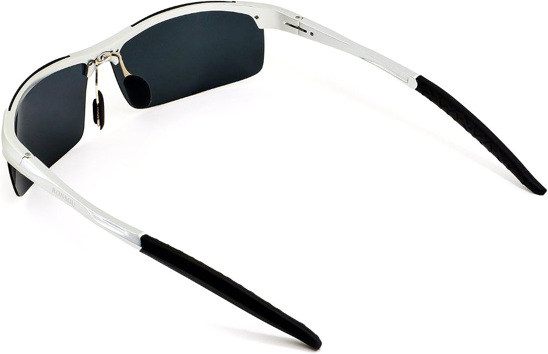 RONSOU Men Sport Al-Mg Polarized Sunglasses Unbreakable for Driving Cycling Fishing Golf