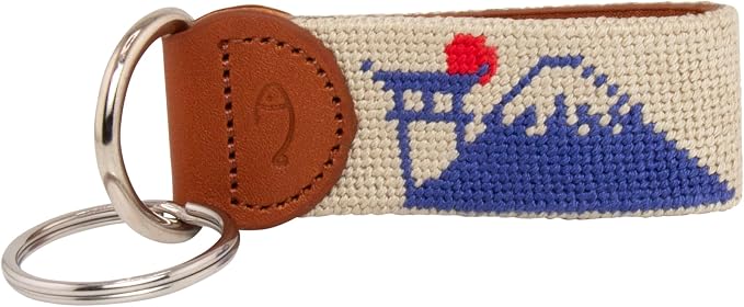 Leather Hand-Stitched Needlepoint Key Fob or Key Chain