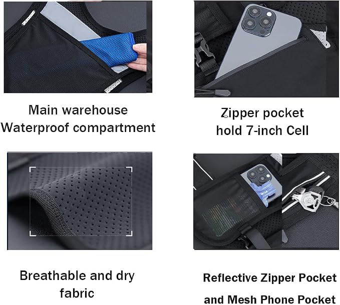 Running Vest for Men Women, Adjustable Hydration Vest with 500ml Soft Water Bottle, Reflective Hydration Pack for Trail Marathon Running, Hiking, Cycling