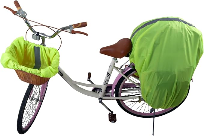 100L Bike Pannier Rain Cover with Reflective Trim Bicycle Commuting Bag Rain Cover Green