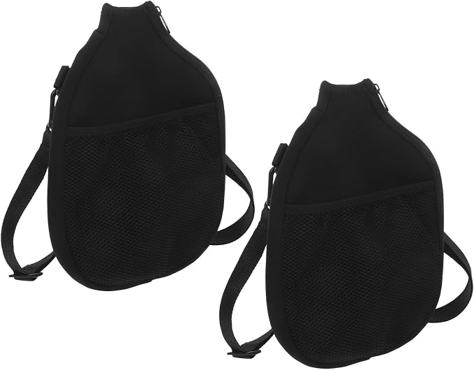 Yardwe 2pcs Neoprene Table Tennis Racket Case with Mesh Pocket and Shoulder Strap, Waterproof Paddle Cover for Badminton Rackets, Portable Design for Beach Outings and Rainy Days