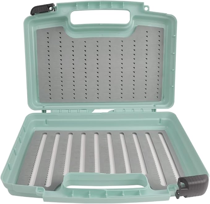 Aventik Streamer Fly Boxes Click Lock Large Streamer Flies Foam Storage Fishing Box Tackle Box Boating Fishing Boxes 14X11X3.35inch/10.43X8.27X3.15inch (SF2 Cyan Blue-14X11X3.35inch)