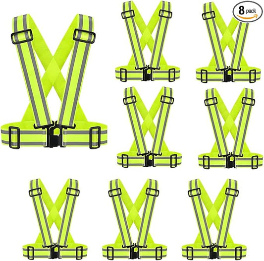 High Visibility Safety Vest(8PACK-L)|Reflective Running Gear for Walking,Cycling,Construction,Motorcycle|Men,Women(8PACK-L)