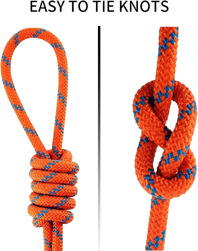 NewDoar Static Climbing Rope - 8mm (5/16c) / 10mm (3/8”) Double Braid Accessory Cord for Rock,Hauling, Prusik, Survival - Pre-Cut 20FT, 50FT, 100FT, 165FT Lengths - Outdoor, Fire Rescue Equipment