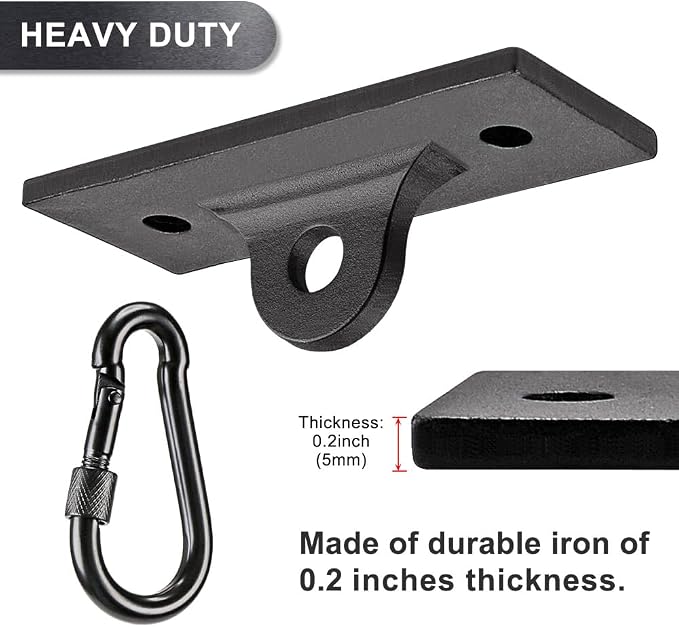 Dolibest Heavy Bag Hangers & Brackets - Ceiling Mount with Carabiner for Strength Training, Aerial Yoga & Resistance Bands