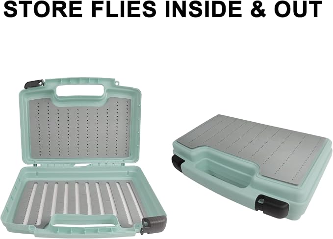 Aventik Streamer Fly Boxes Click Lock Large Streamer Flies Foam Storage Fishing Box Tackle Box Boating Fishing Boxes 14X11X3.35inch/10.43X8.27X3.15inch (SF2 Cyan Blue-14X11X3.35inch)