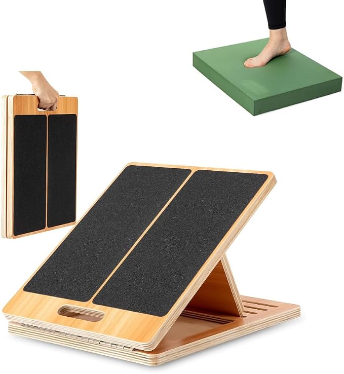 StrongTek Slant & Balance Set – Green Foam Pad + 13" Adjustable Slant Board for Rehab & Stretching