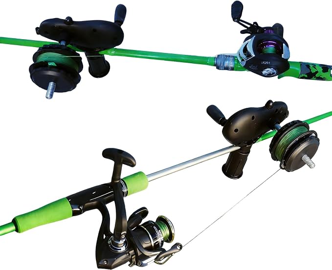 Black Pig-Shaped Fishing Line Winder Spooler, All-in-One Portable Fishing Reel Spooling Station for Spinning, Casting Reels, Clamp-on Rod or Desk Mount, Anti-Twist, Multi-Function,