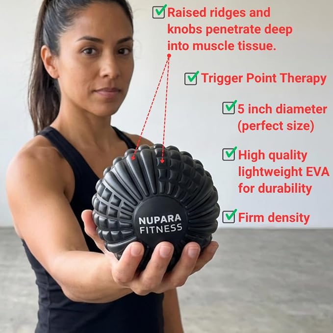 Massage Ball - Myofascial Release Ball for Recovery in Muscles, Shoulder, and Back. Trigger Point Massage and Pressure Point Therapy. (5-inch)