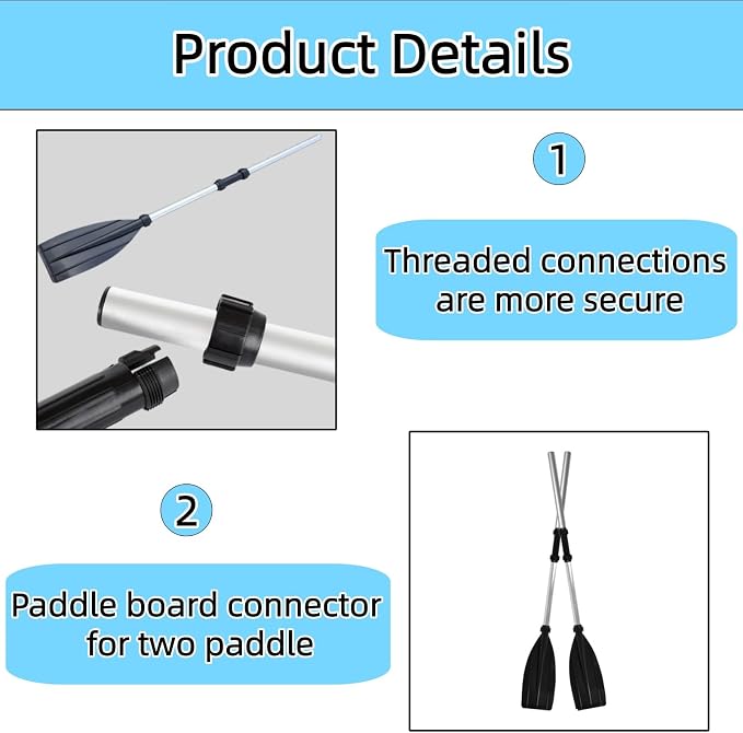 2-Pack Paddle Board Connector Set Heavy-Duty Paddle Replacement Part for Kayak Canoe and Inflatable Boat Board Oars Leak-Proof Joint with Secure Locking Mechanism