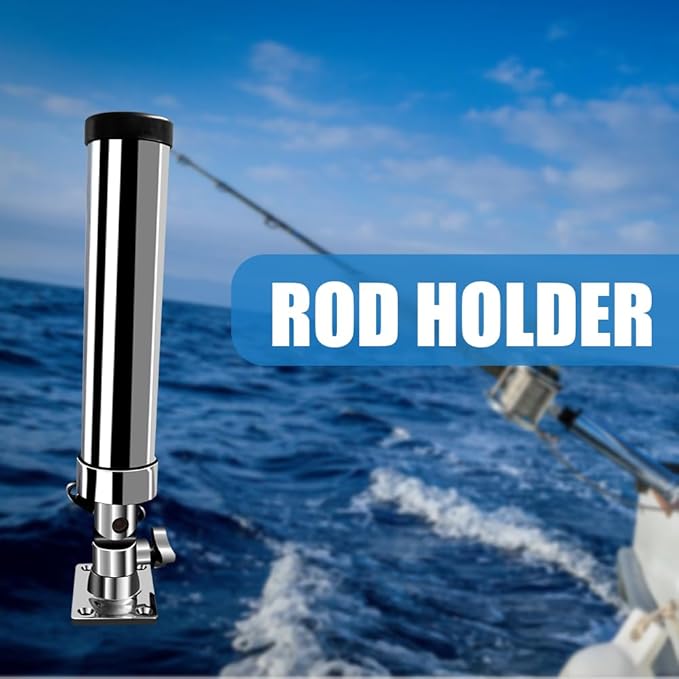 Made Set of 2 Fishing Rod Holder, 316 Stainless Steel Adjustable Fishing Pole Holder, Marine Deck Mount Trolling Rod Holder for Boat Ship Yacht