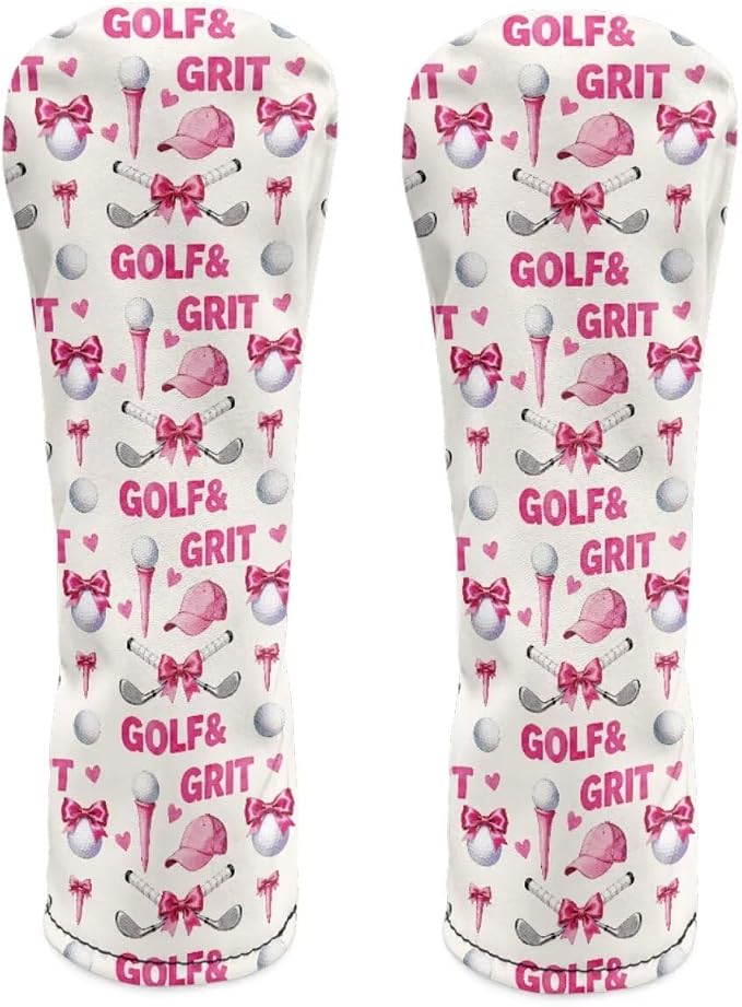 Rnyleeg Golf Club Head Covers for Women Driver Head Cover Leather Fairway Wood Headcover Hybrid Headcovers for Golf Clubs