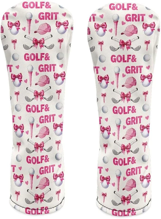 Rnyleeg Golf Club Head Covers for Women Driver Head Cover Leather Fairway Wood Headcover Hybrid Headcovers for Golf Clubs