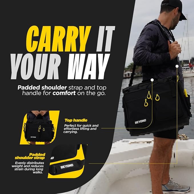 Beyond Fishing Hauler Tackle Bags - Water Resistant With Hard Molded Bottom - Perfect for Fresh Water & Salt Water Fishing Tackle Storage - Holds Tackle Boxes and Fishing Gear
