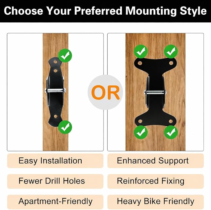 Cyfie Bike Wall Mount Hanger, Bicycle Garage Storage Rack Hook with a Helmet Hook to Hang the Helmet, Horizontal Indoor Bike Holder for Hanging Mountain, Road, Hybrid Bikes