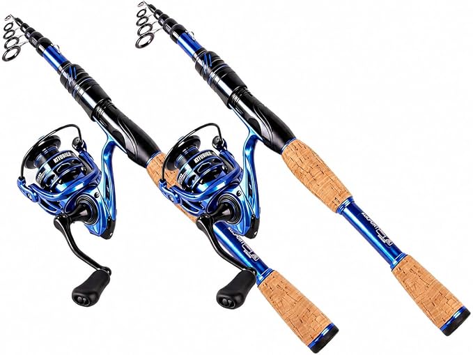 Telescopic Fishing Rod and Reel Combo | 30T Carbon Fiber Spinning Rod with 12+1BB Reel | Portable Lightweight Pole | Bass Trout Panfish | Freshwater Saltwater