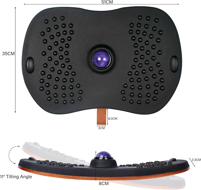 Balance Board for Standing Desk with Massage Ball, Anti-Slip Wobble Board for Office & Home, 360° Rotation Wooden Core Mat for Foot Pain Relief & Anti-Fatigue, Supports 300 lbs