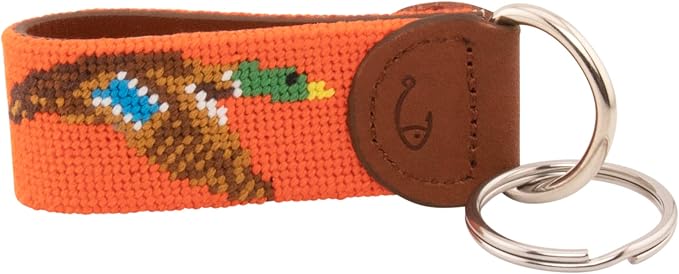Leather Hand-Stitched Needlepoint Key Fob or Key Chain