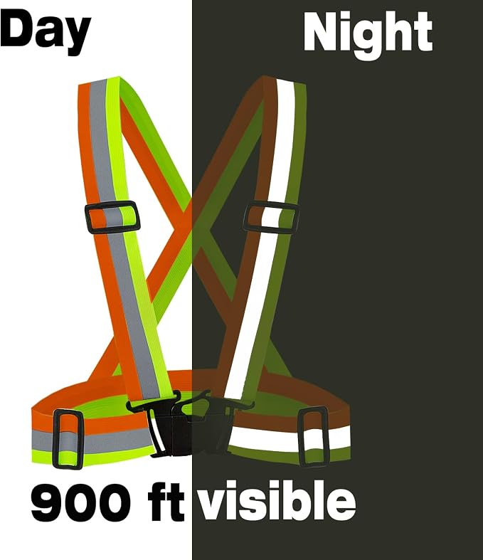 DUSKCOVE 2 Pack Hi Vis Safety Vests - Adjustable Bright Neon Color High Visibility Reflective Safety Straps Gear for Traffic Control, Running, Cycling