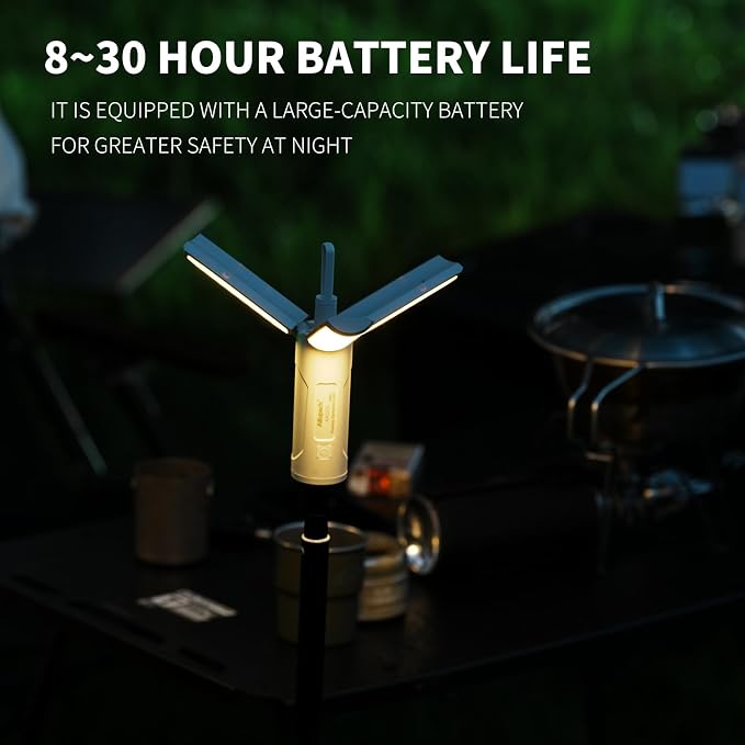 Folding Rechargeable Camping Light with Stand,Allspark Waterproof Hanging LED Camping Lantern,Magnetic Dimmable Portable Tent Lights with Detachable Tripod for Outdoor,Power Outage,Hurricane,Hiking