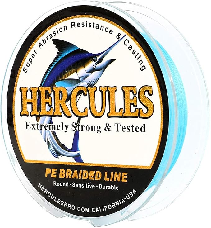 HERCULES Cost-Effective Super Cast 8 Strands Braided Fishing Line 10LB to 300LB Test for Salt-Water,109/328/547/1094 Yards(100M/300M/500M/1000M),Diam.#0.12MM-1.2MM,Hi-Grade Performance,Variety Colors