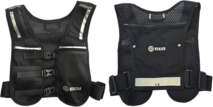 SHEHZOR Hydration Running Vest + 500ml Soft Flask | 9-Pocket Zero-Bounce Trail Running Backpack | Breathable Mesh Tactical Chest Rig for Marathons, Hiking | Unisex Adjustable