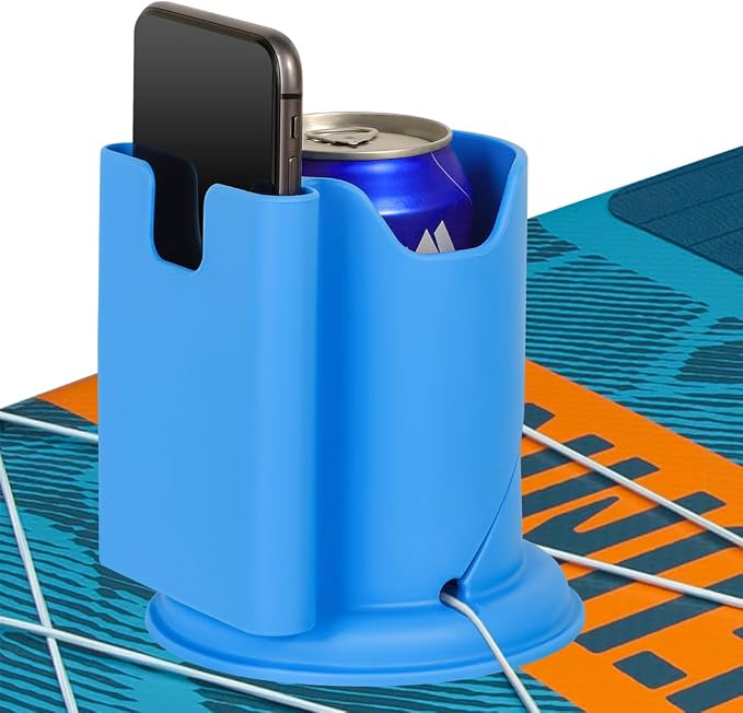WYLOSUA® Paddle Board Cup Holder Kayak Cup Holder 2-in-1 Design for Drinks & Phone, for SUP/Kayak/Canoe, Water Sports Accessories (Fishing/Boating/Recreation)