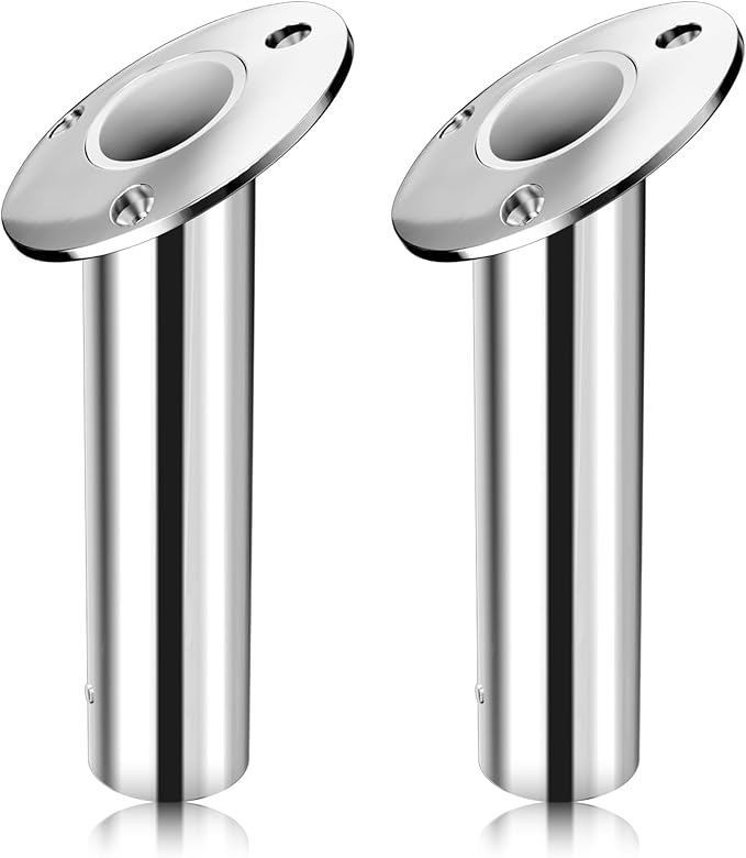 Fishing Rod Holder 2 Pack, 316 Stainless Steel 15/30/90 Degree Rod Holders for Fishing Boat, Flush Mount with Cap, Heavy Duty