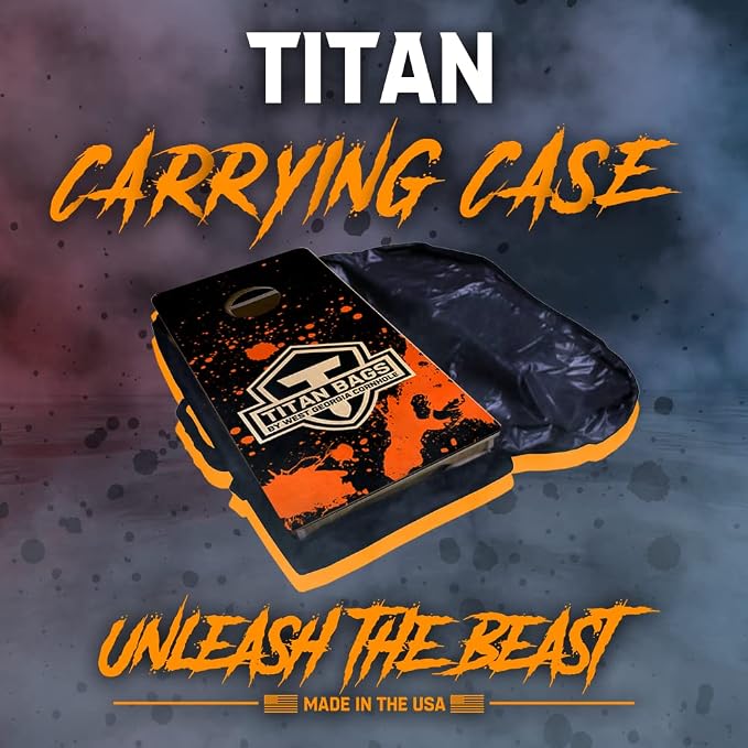 Titan Bags Cornhole Carrying Case - Durable & Heavy Duty Cornhole Board Bag Carry Case w/Nylon Shoulder Straps & Zipper Closure, Board Storage & Carrying Case for Toss Games & Tournaments - Black