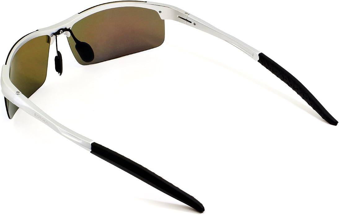 RONSOU Men Sport Al-Mg Polarized Sunglasses Unbreakable for Driving Cycling Fishing Golf