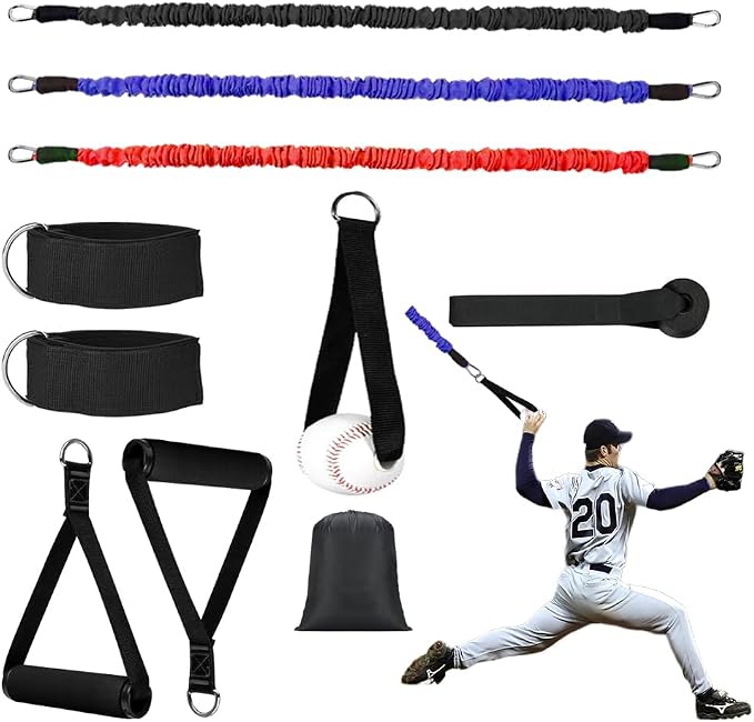 Davllin Baseball Resistance Trainer,Training Aid for Baseball Softball Pitchers,Interchangeable Grips to Build Arm Strength,Arm Bands for Baseball Players,Baseball Throwing Trainer,Great to Warm-Up