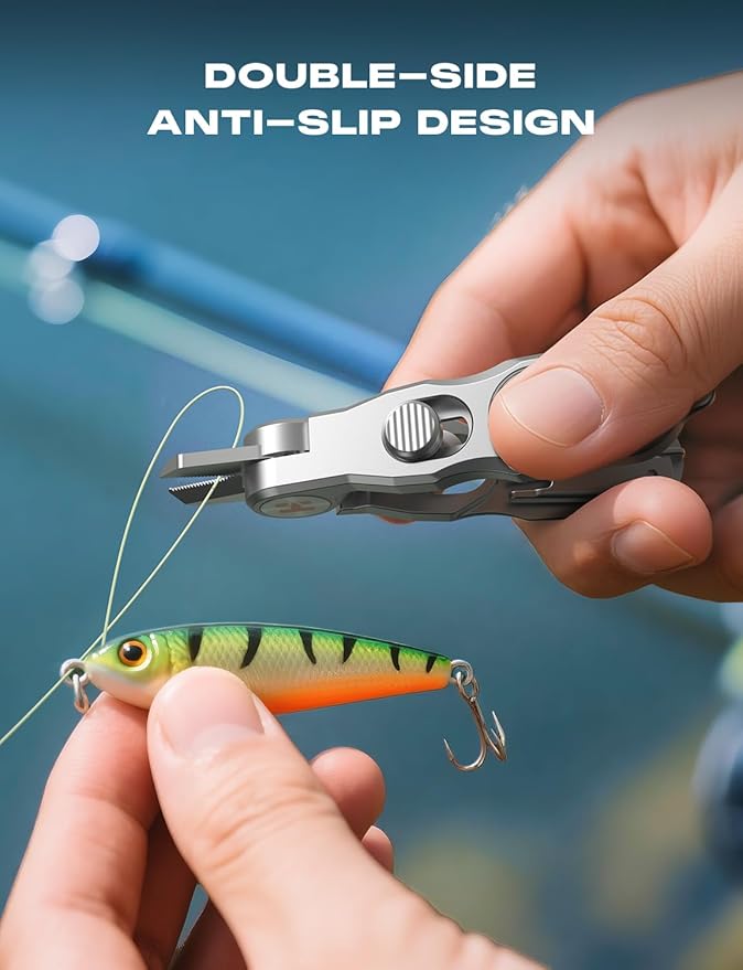 HOOK-EZE Fishing Knot Tying Tool | Protect from Fish Hooks | Tie Knots Easily | Cool Gadgets for Fishermen, 3-in-1 Fishing Line Cutter, Fly Fishing Nippers with Retractors