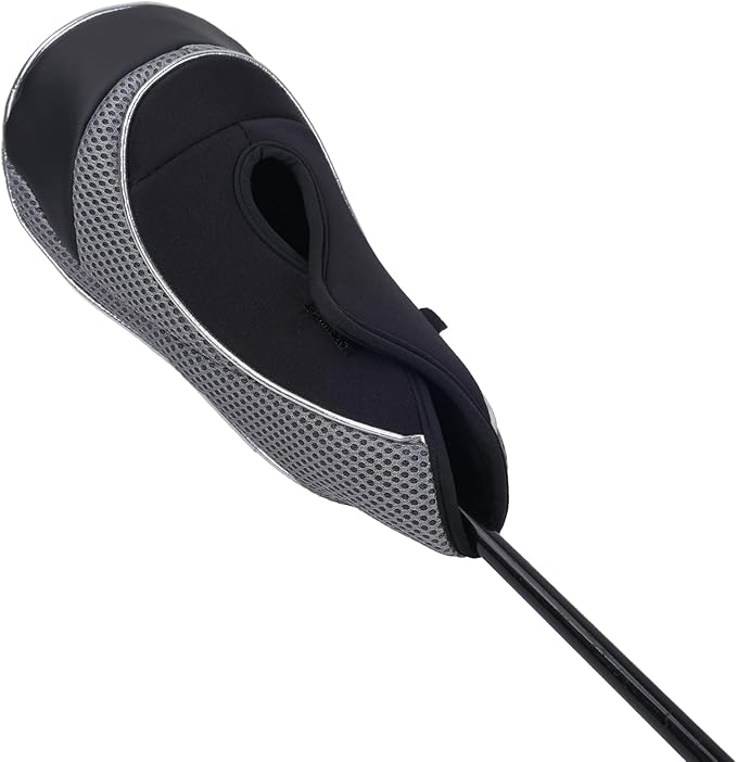Andux Golf Wood Club Head Covers with Hook & Loop Set of 3 | for 460cc Driver Fairway Short Neck Faux Leather and Nylon-mesh Embroidery thread Number