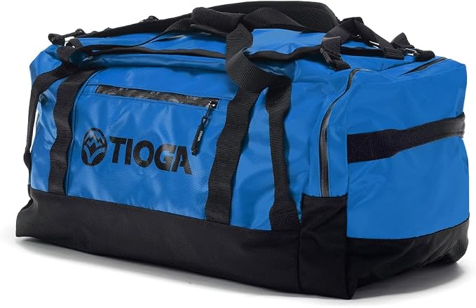 TIOGA Venture Outdoor Duffel Bag with Backpack Straps, Weather Resistant, Rugged Construction, Gear Hauling for Outdoor Adventures, Medium / 50L, Blue