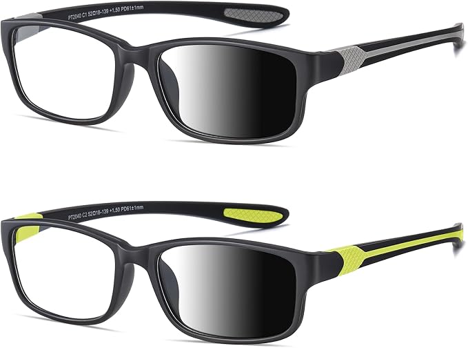 Sport Photochromic Reading Glasses Blue Light Computer Reader Designer Wide Cheater Large Head Tinted Eyeglass PT2040