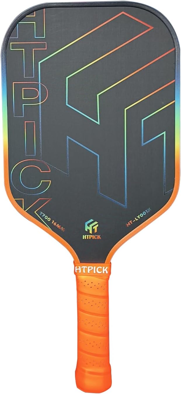 Pickleball Paddles, Carbon Fiber Pickleball Paddle High Grit & Spin with PP Honeycomb Core 16mm Thickness and Thermoformed Elongated Shape, Increased Power for Ultimate Spin & Consistency