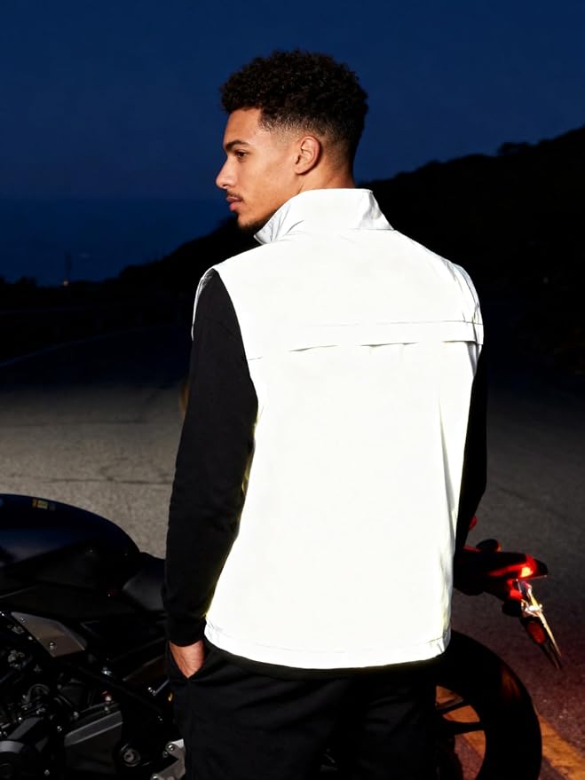 WOSAWE Men Reflective Jacket Night Glowing Bomber Jacket MTB Cycling Windbreaker Travel Sport Coat