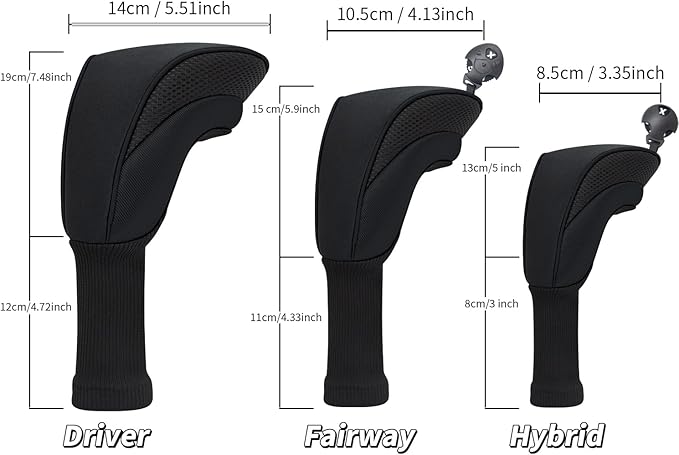 Golf Club Head Covers for Woods 3/4/5/6 Pieces Long Neck Mesh Sports Golf Club Headcovers Set with Interchangeable No. Tags 3 4 5 6 7 X Golf Accessories for Men Women