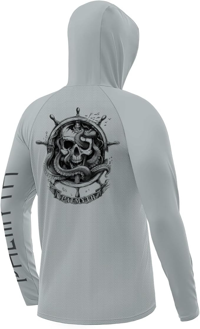 Palmyth Men's Fishing Hoodie Shirt UPF 50+ Quick-Dry Breathable Long Sleeve | Long Sleeve Fishing Shirt, UPF 50+ Sun Protection, Quick-Dry Fabric, Breathable Mesh Back, Built-in Face Mask, 4-way Stretch