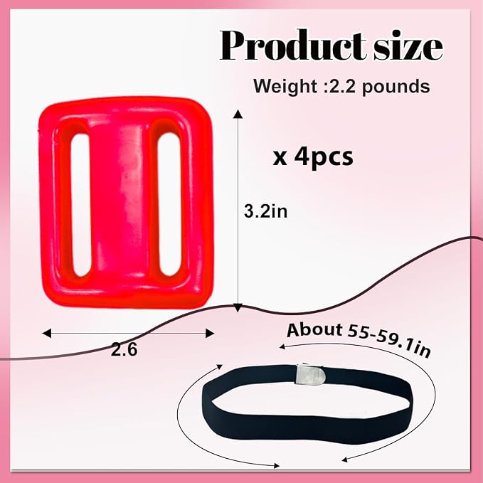 4Pcs 2.2Ib Dive Weights Belt Red Coated Diving Weight Block for Scuba Diving Coated Dive Weights Nylon Dive Belt with 1 Metal Quick Release Buckle for Free Diving Underwater Operations