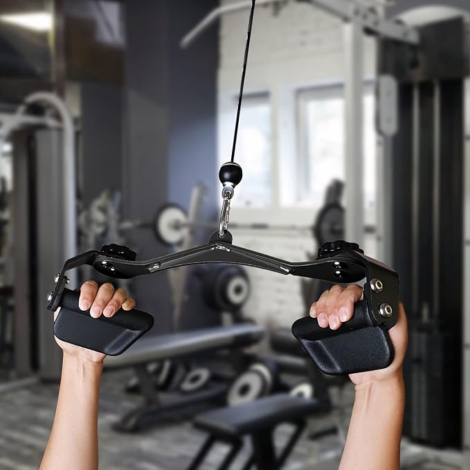 Adjustable Lat Pull down Bar, Cable Machine Attachments for Gym, Home Gym Fitness T-bar Row Pulldown Attachments, Lat Pull Down Machine Wide Grip Neutral Grip Handle