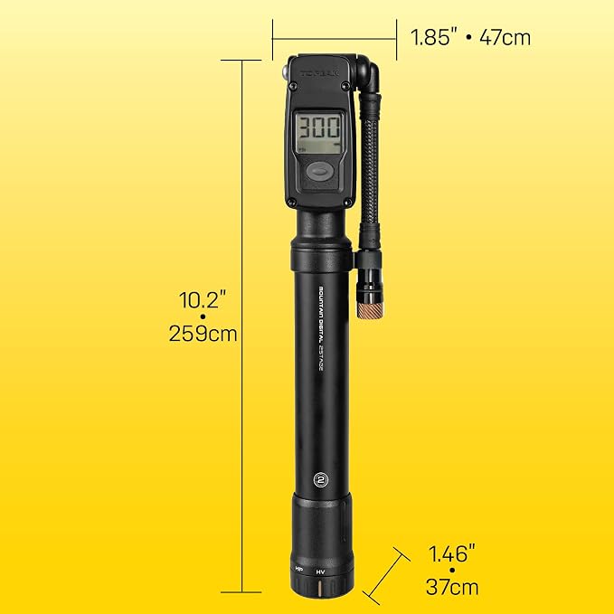 Topeak Mountain Digital 2Stage Bike Pump – Dual-Mode High-Pressure/High-Volume Shock Pump with Digital Gauge, SmartHead ThreadLock & Pressure-Rite Valve System | frame-mount-bike-pumps