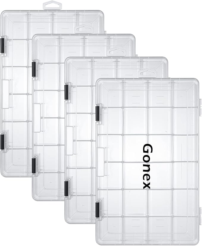 Gonex 3600 3700 Fishing Tackle Trays Lure Box with Adjustable Dividers | Clear PP Material, Adjustable Compartments, Fits Standard Tackle Box , For Fishing Lures Hooks Beads Accessories Storage