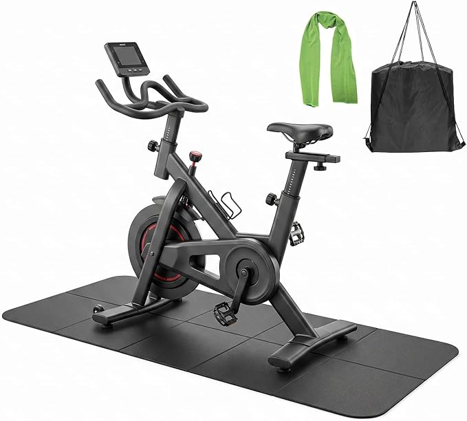 Bike Mat Compatible with Peloton Bike,6mm Thick,Elliptical,Treadmill Mat,Under Exercise Bike Trainer Pad for Indoor Stationary Spin Bike Gym Equipment Hardwood Floor Carpet Protector